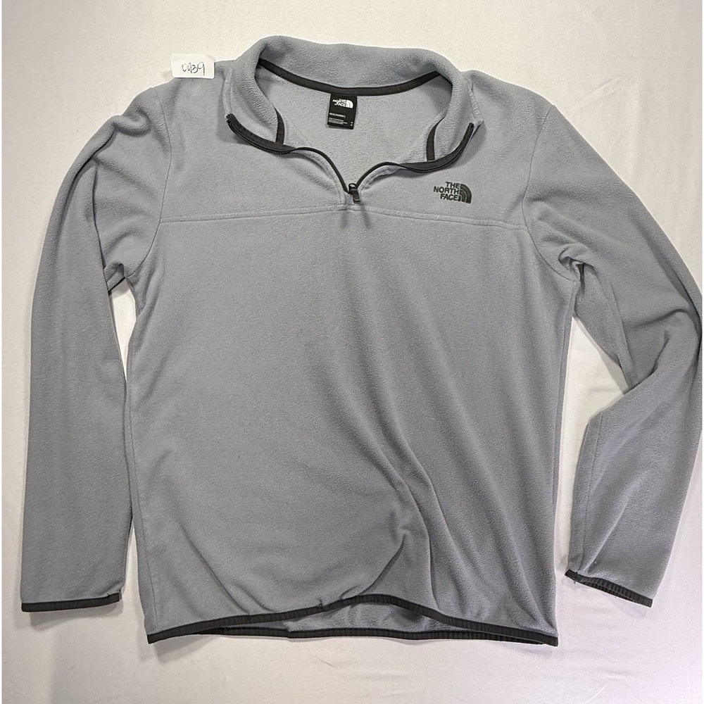 The North Face Men's Gray Fleece 1/4 Zip Logo Mock Neck Pullover Sweatshirt M